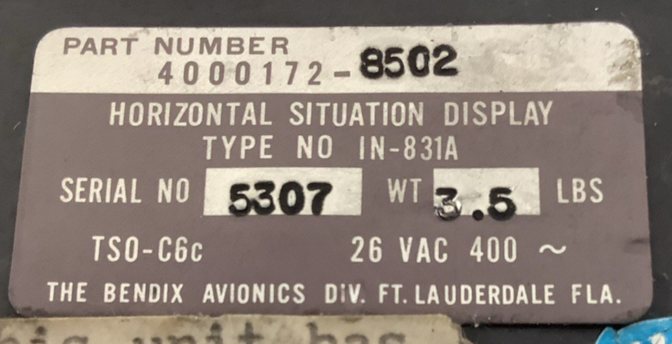 Bendix Avionics 4000172-8502 Horizontal Situation Display IN-831A