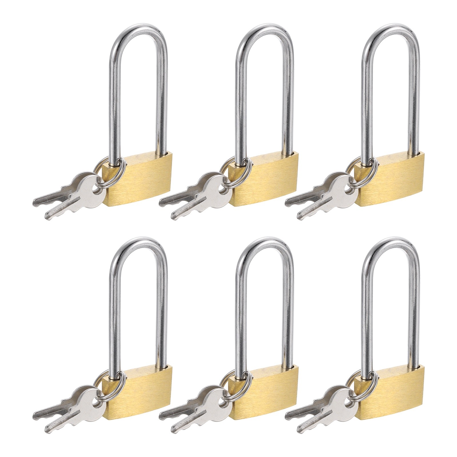 6Pcs Solid Brass Padlock with Key 1" Wide Body 1.7 Inch Long Shackle Lock