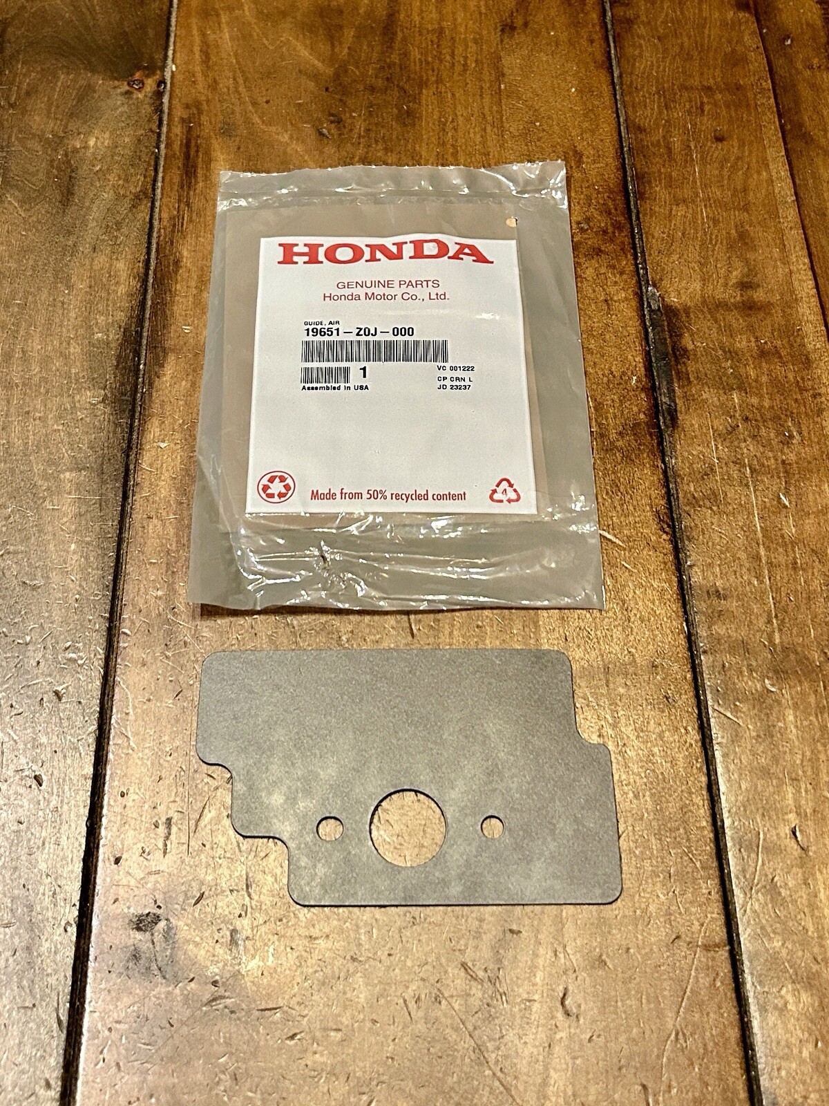 HONDA Air Guide Intake Gasket GC160LA GC190LA 19651-Z0J-000 Genuine OEM