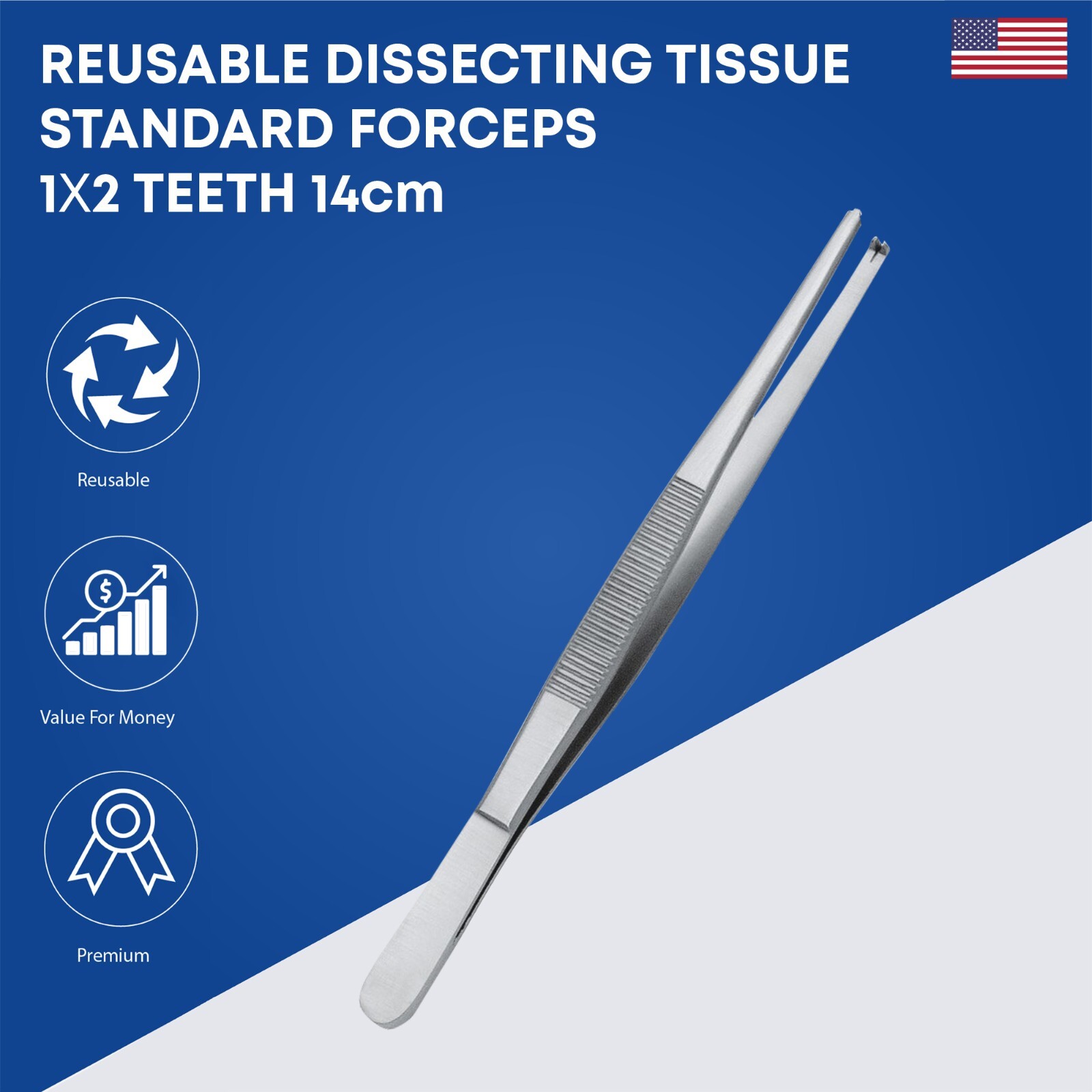 Dissecting Standard Forceps 1x2 Teeth Stainless Steel Surgical Instruments