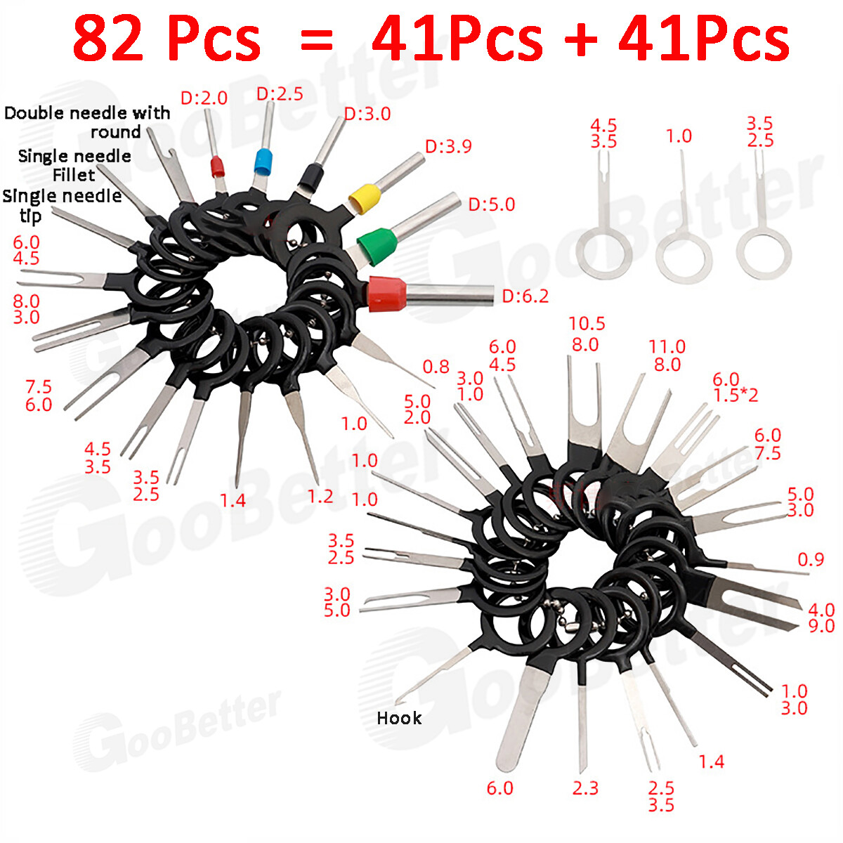 82Pcs Pin Ejector Wire Kit Extractor Auto Terminal Removal Connector Puller Tool