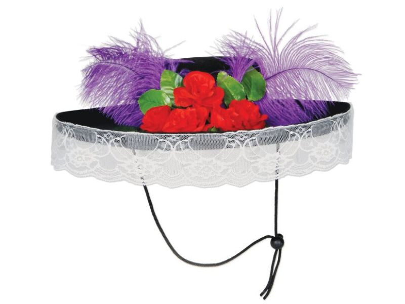 Day of the Dead Catrina Hat Felt Floral Skull Dia de los Muertos Costume Prop