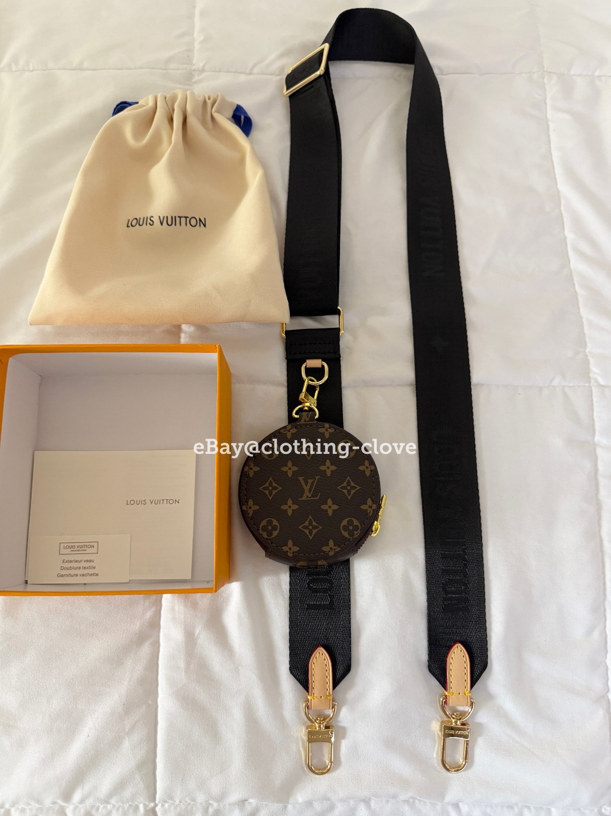 Louis Vuitton Shoulder Strap Adjustable Crossbody Shoulder Replacement Black Lv