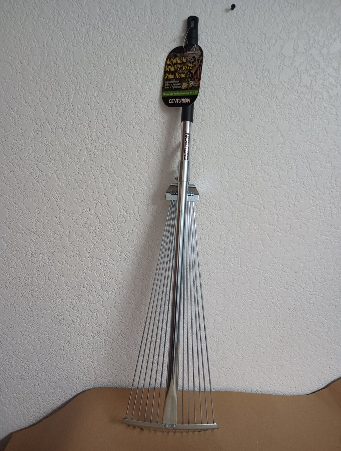 Compact Steel Rake Telescopic Adjustable Handle 30-48"  Head  Width 7-22"