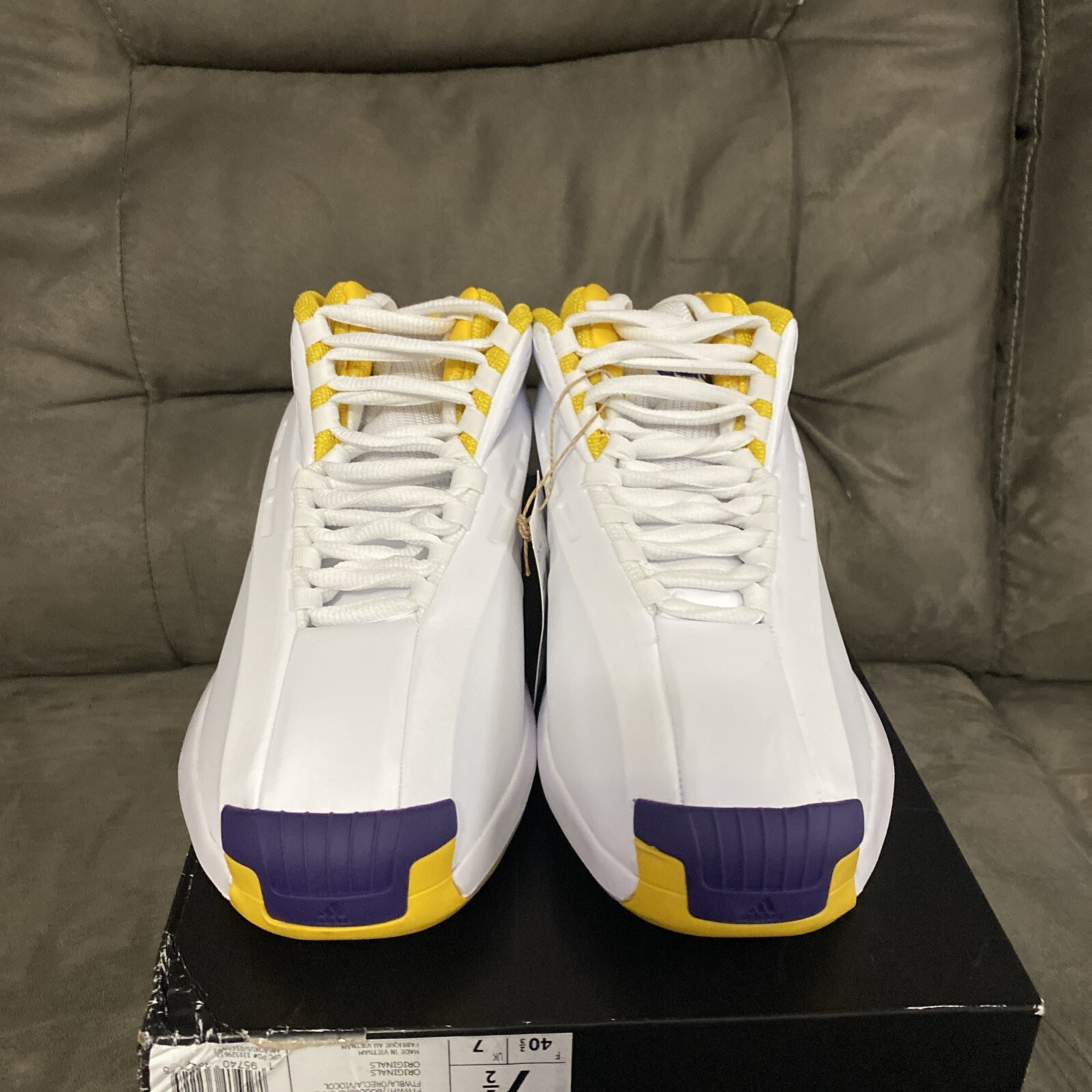 NWT adidas Originals Crazy 1 Koby Lakers GY8947 White Yellow Purple Men Size 7.5