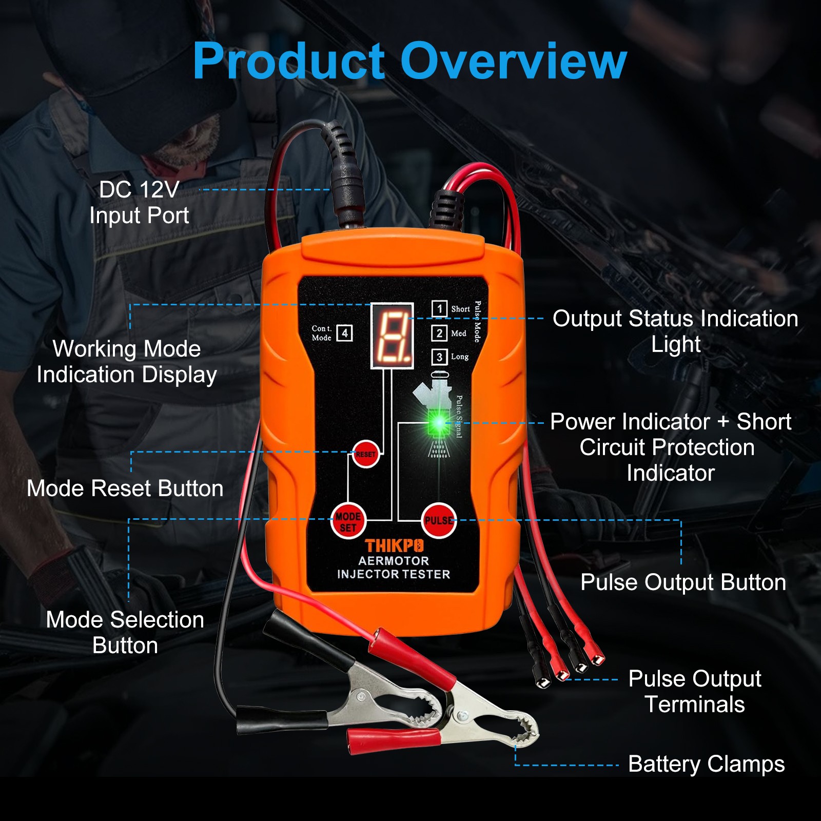 Multi-Mode 12V Fuel Injector Tester Cleaning Tools Kit Set DIY Cleaner & Adapter
