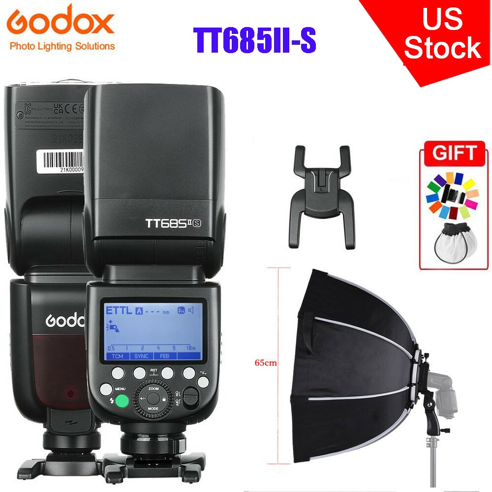 US Godox TT685II-S 2.4G TTL HSS Speedlite Flash For Sony+65cm Foldable Softbox