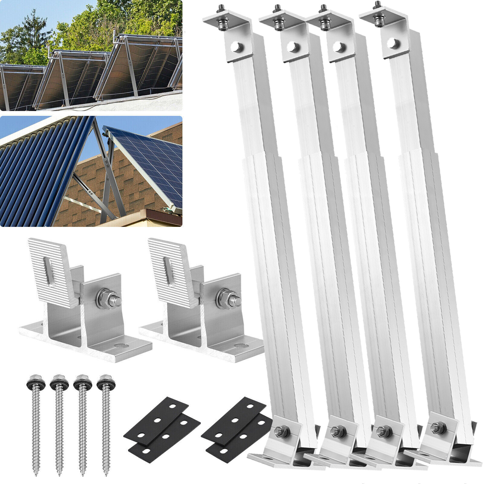 Adjustable Solar Panel Mounting Brackets Kit RV Roof Flat Surface Tilt Mount Set