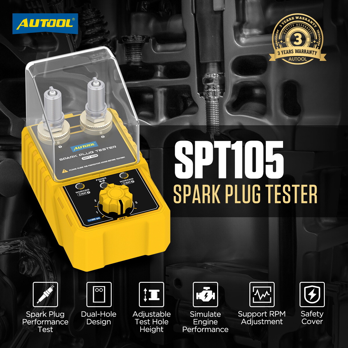 Spark Plug Tester Car Engine Ignition Plug Analyzer Adjustable Test Hole Height