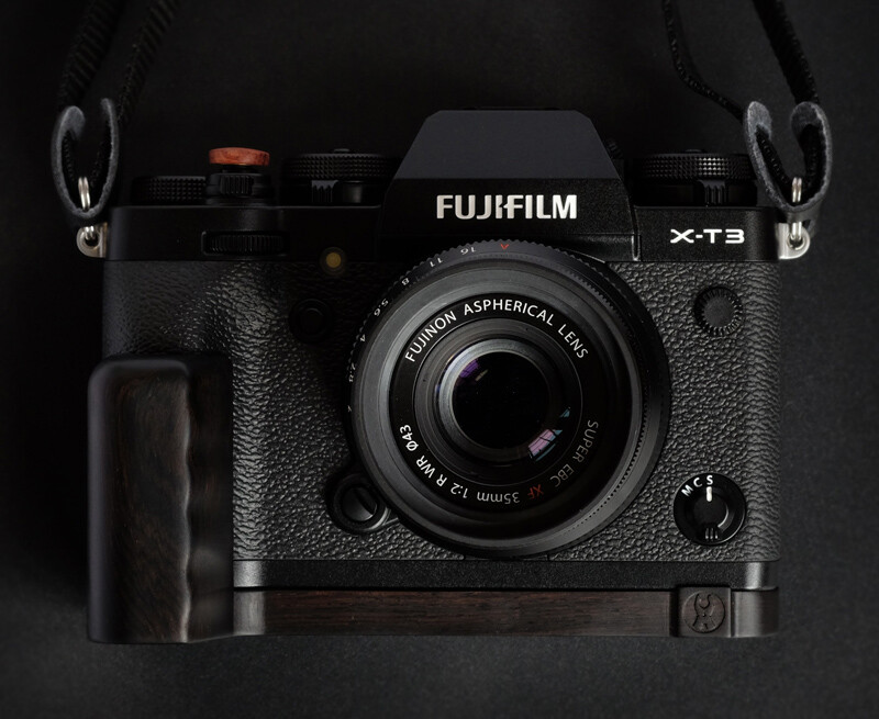 Handmade Wooden Ebony Walnut L Hand Grip Holder fr Fujifilm Fuji X-T3 XT3 Camera