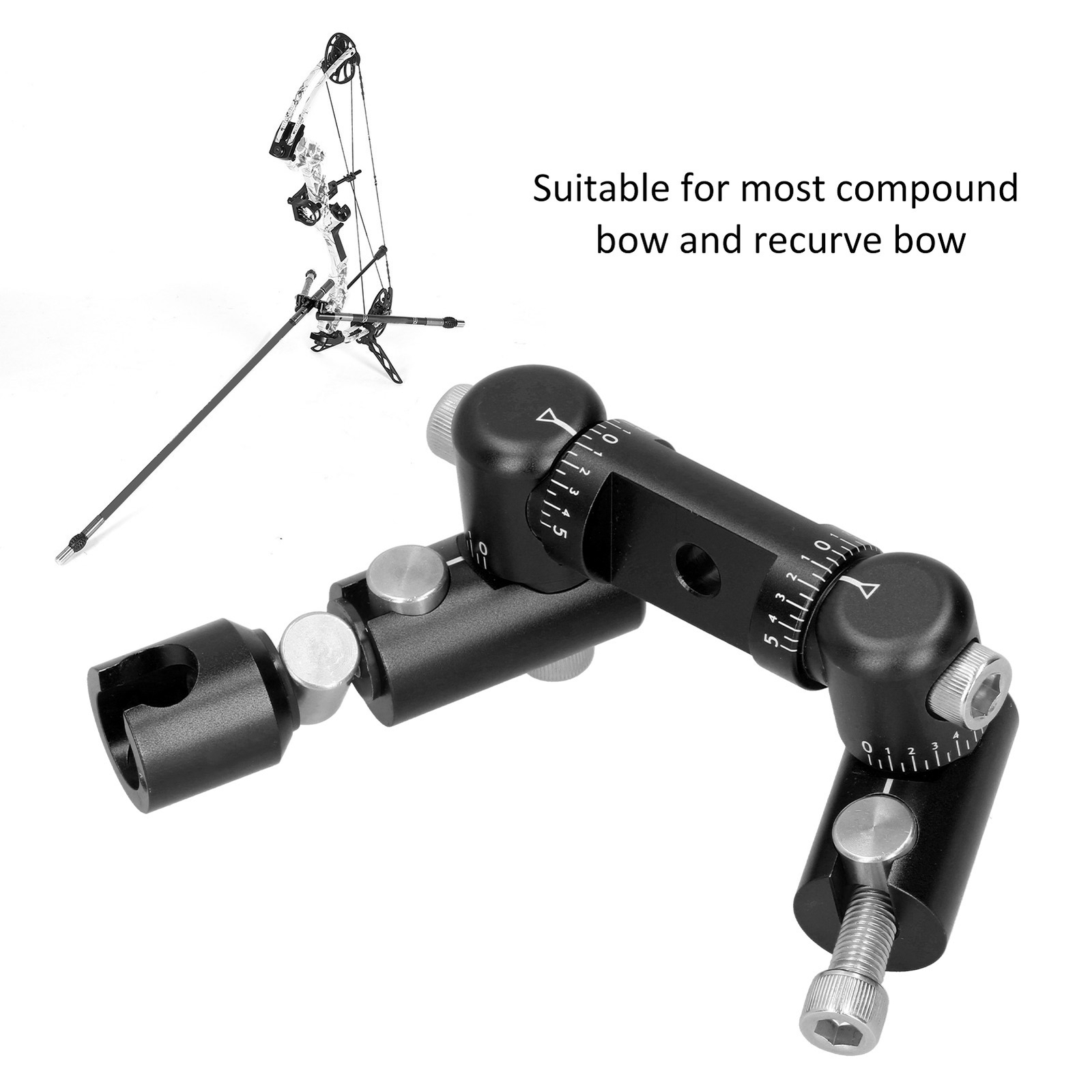 (Black)Double Side V Bar Archery Rod Stabilizer Adjustable Quick Disconnect ZK