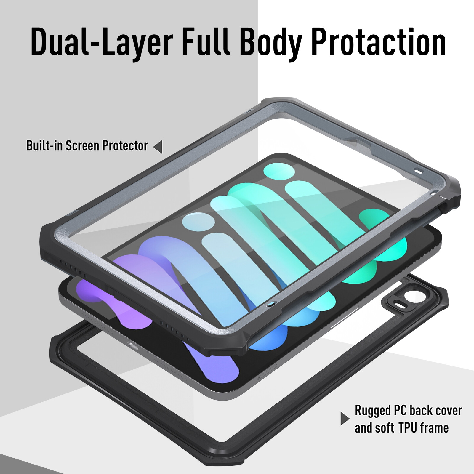 Waterproof Case For iPad Mini 6th Generation 8.3"Full Body Shockproof Pen Holder