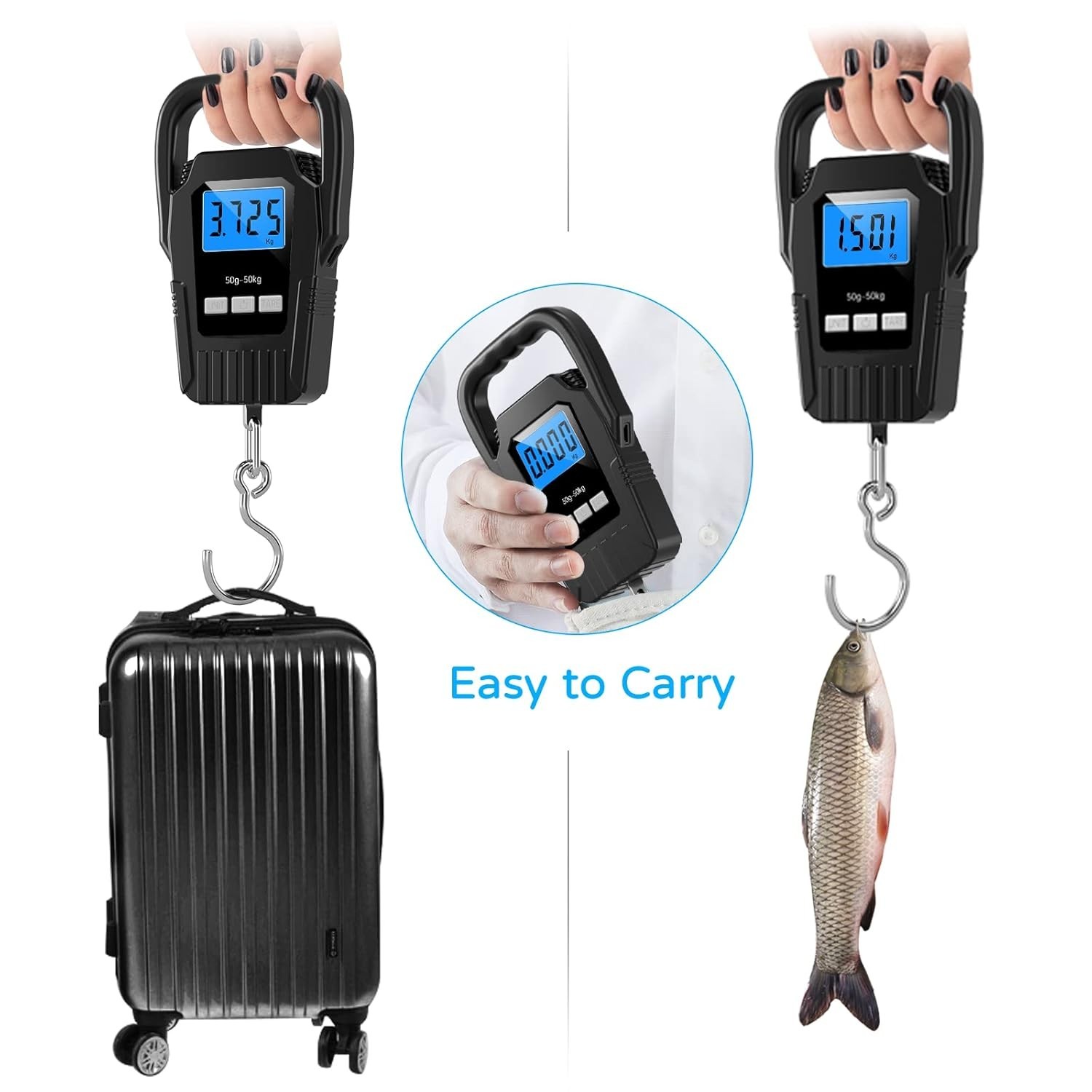 Portable Hanging Scale with Data Lock & Backlit Display - 110lb Capacity