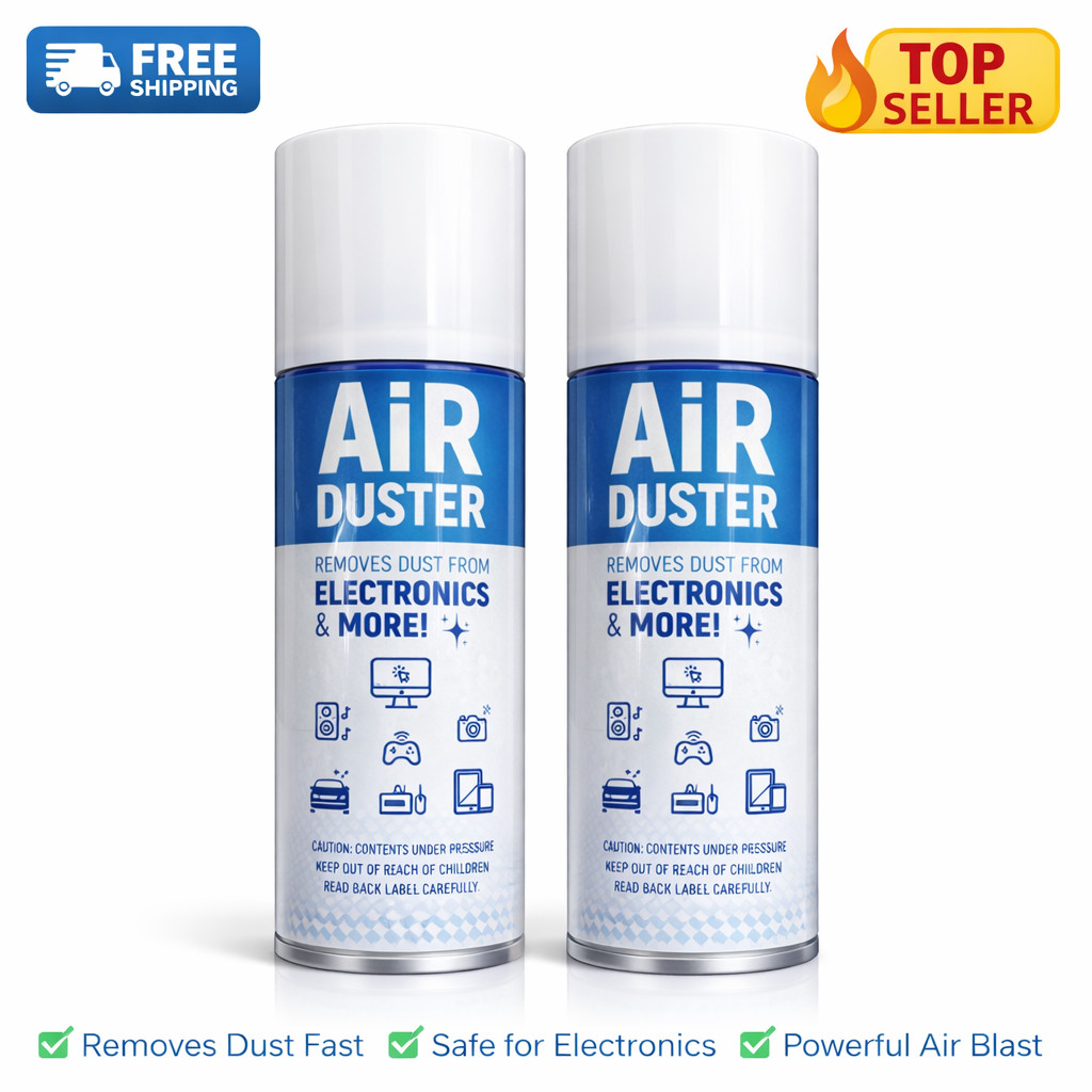 2 Pack Compressed Air Duster Spray Cleaner for Keyboard PC Electronics
