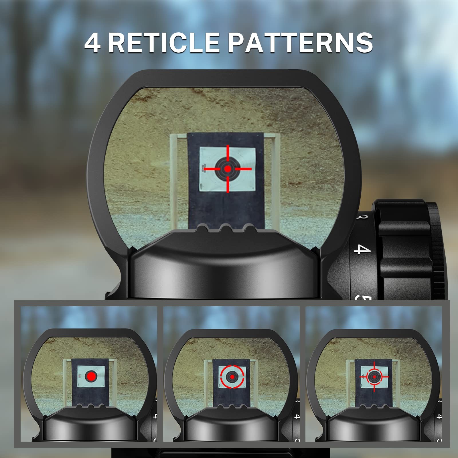 EZshoot Reflex Sight with 4 Reticles Red Dot Sight, Holographic