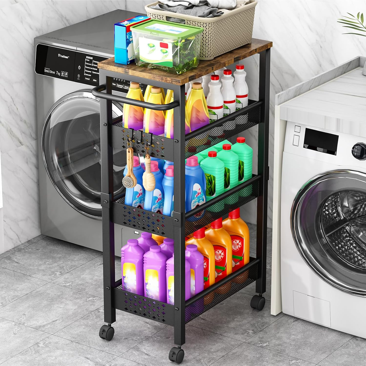 Vivihomety 4-Tier Laundry Utility Rolling Cart with Wheels, Kitchen & Bath | Nar