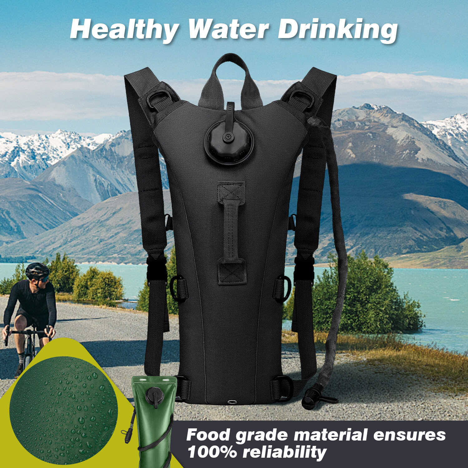 Camping Hydration Backpack, Lightweight Water Backpack with 3L Water Bladder Bag