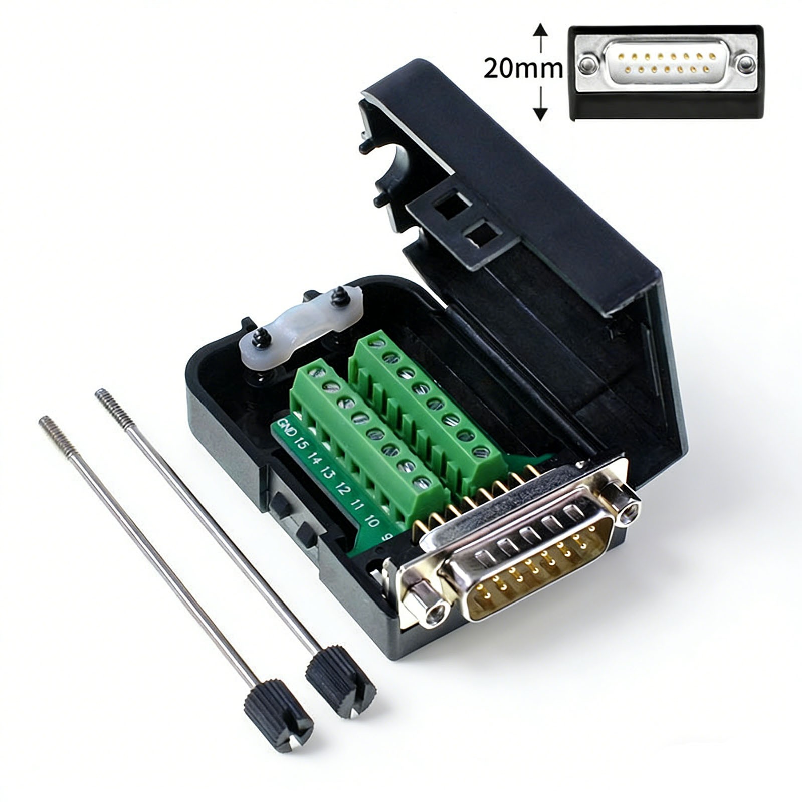 D-SUB DB15 Male Female 2Row 15Pin Plug to Terminal Breakout Board Connectors Mal