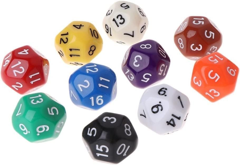 10 Pcs Polyhedral Dice for Dungeons and Dragons 16 Sided Dice Set Polyhedral ...