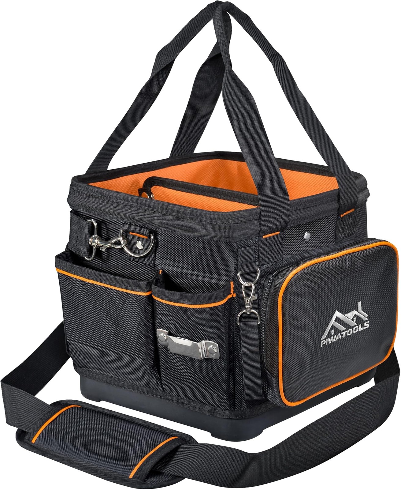 10" Compact Open-Top Tool Tote Bag, Hard Shell Tool Box | Small Electrician T...