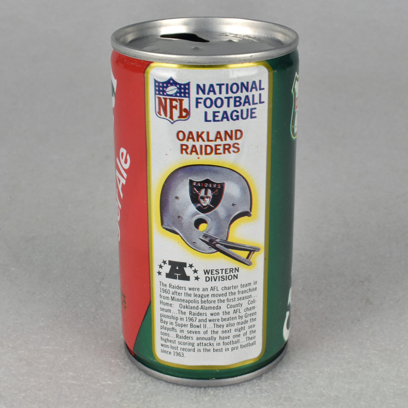 VTG 1970s Canada Dry Ginger Ale NFL Oakland Raiders Soda Pop Can Steel