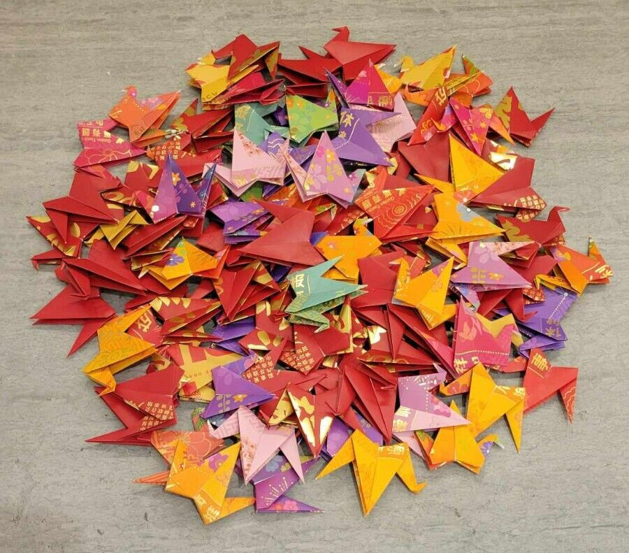 **100** Handmade Chinese Multi Color Red Envelopes Paper Wedding Origami Cranes