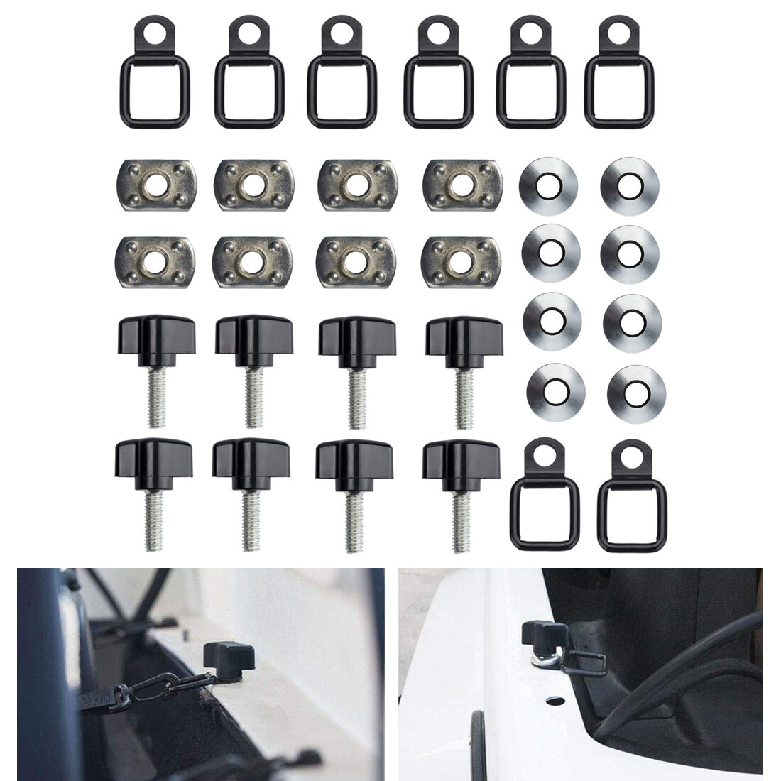 Hardtop Thumb Screw Nut Washer Tie-Down D-Ring Kit For Jeep Wrangler YJ TJ JK JL