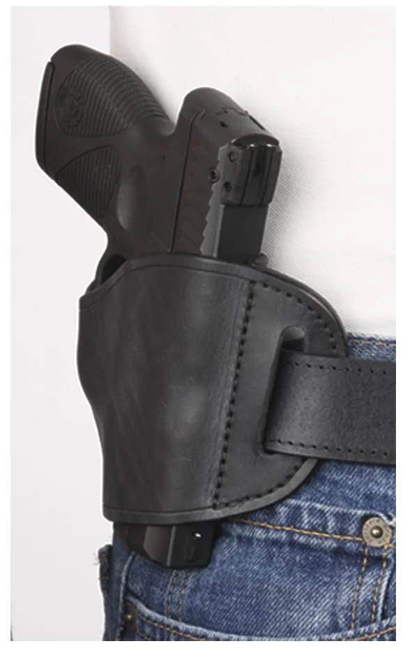 OWB Black Leather Pancake Gun Holster For Ruger LC9 & LC9s (9mm)