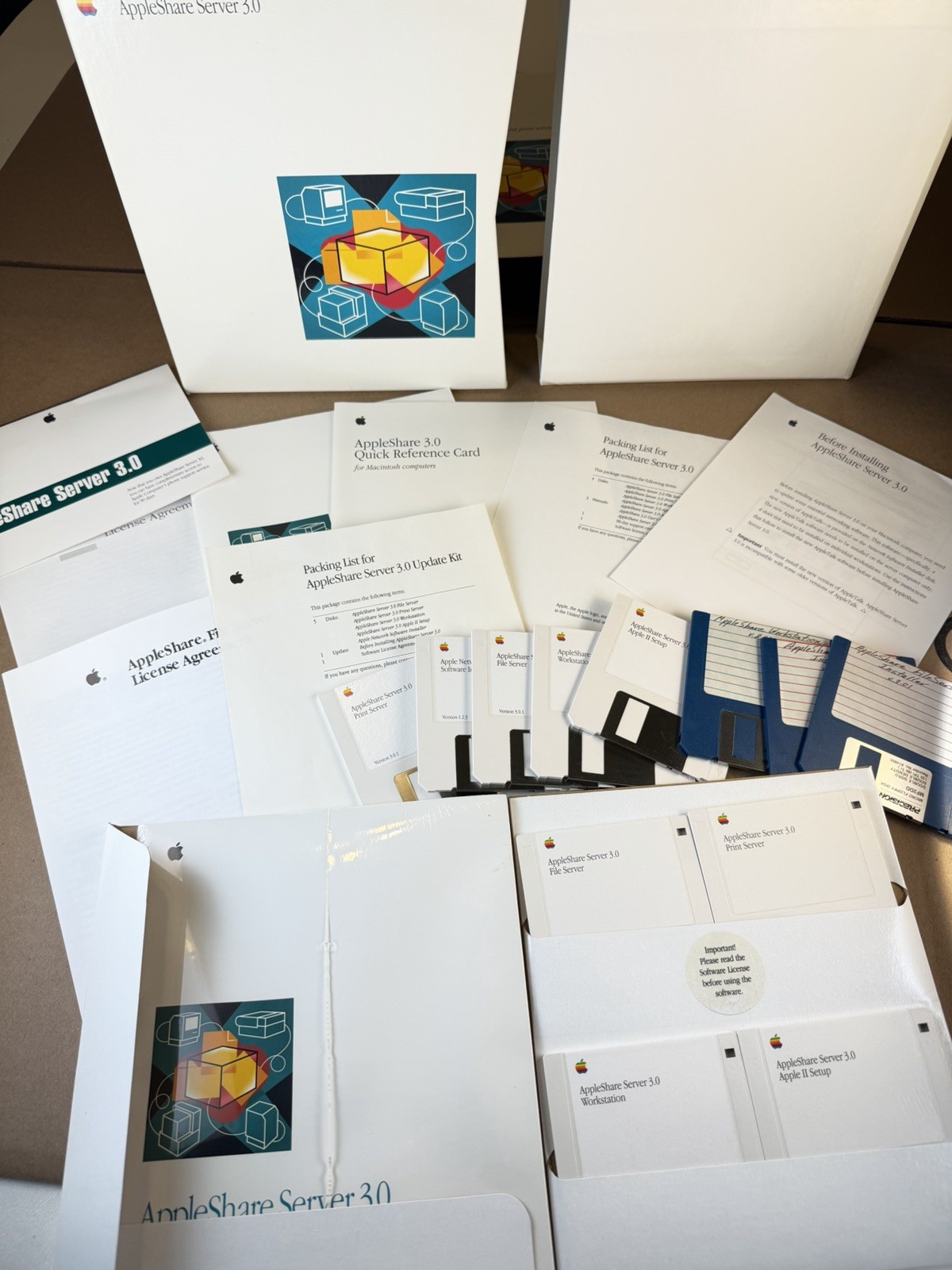 AppleShare Server 3.0 Complete Boxed Set + Update Kit Disks Manuals Macintosh