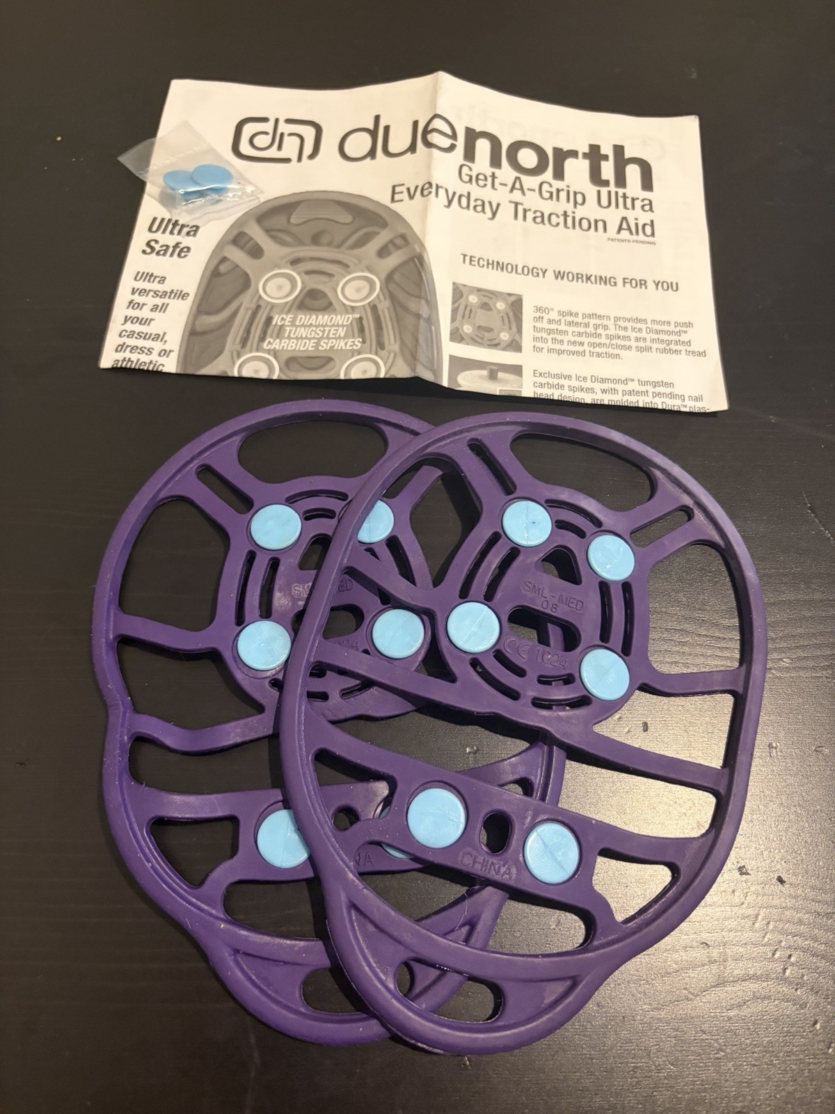 Due North Everyday Snow & Ice Shoe Traction Aid, Small/Medium, Purple, EUC