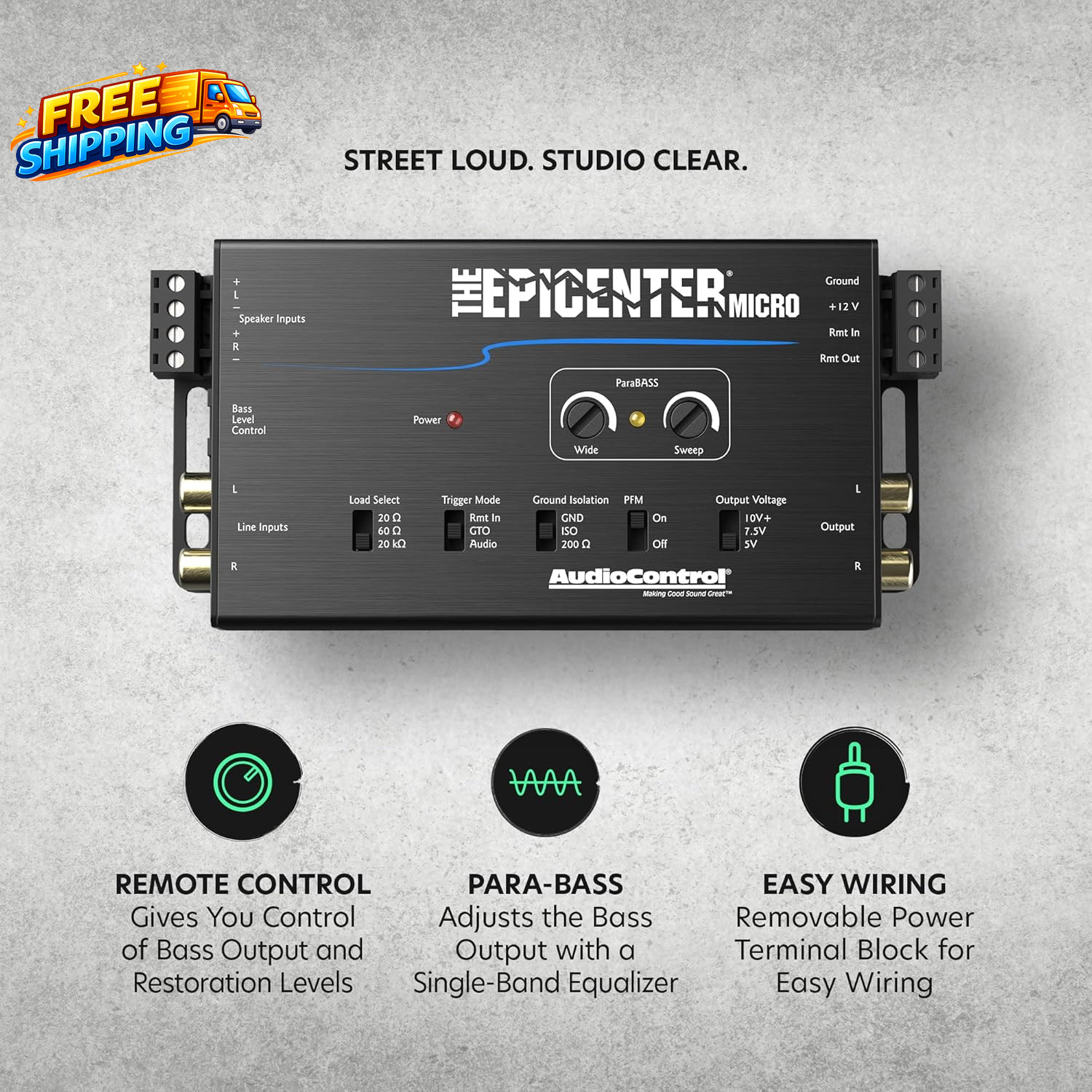the EPICENTER Micro Bass Restoration Processor & Line Output Converter, Compact