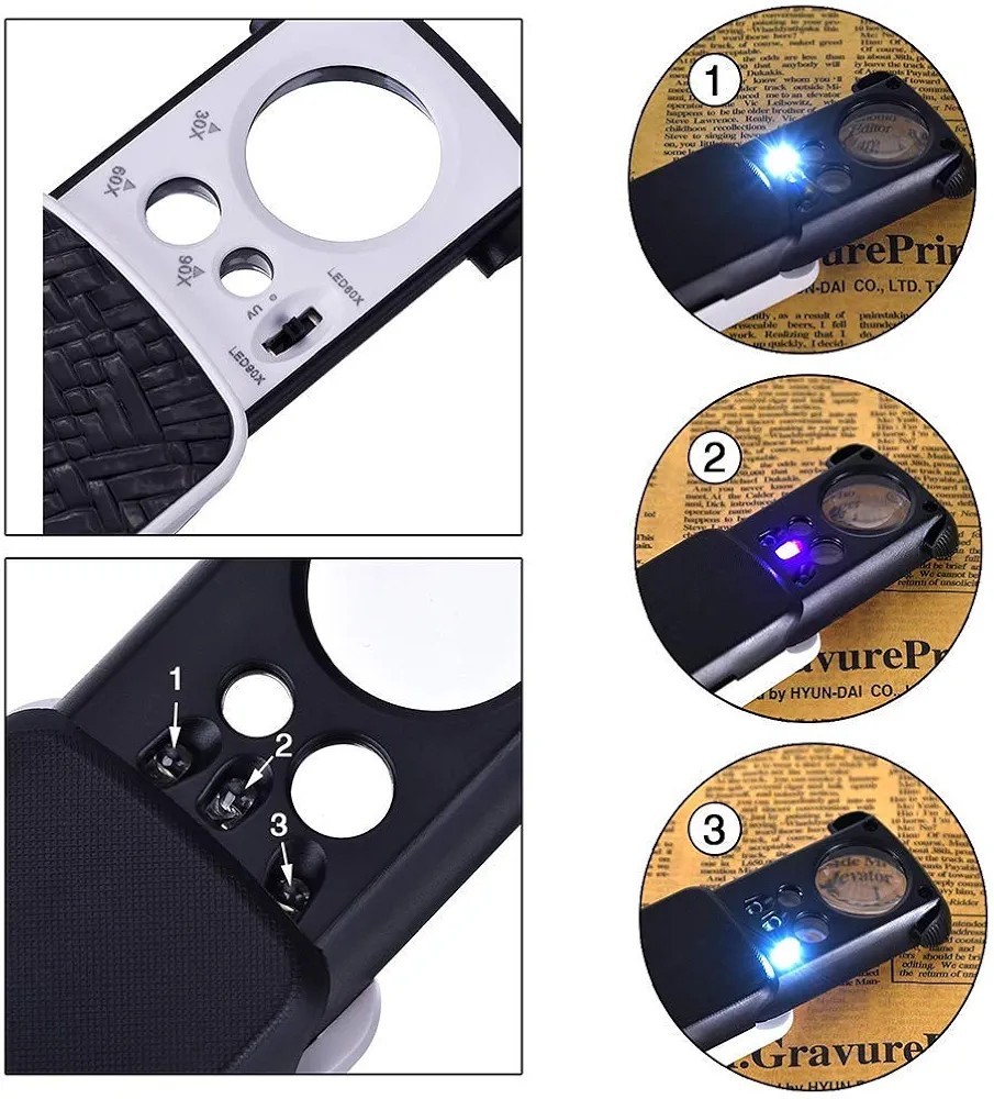 Magnifier Handheld Pocket Portable Magnifying Glass Hands Free Slide Out...