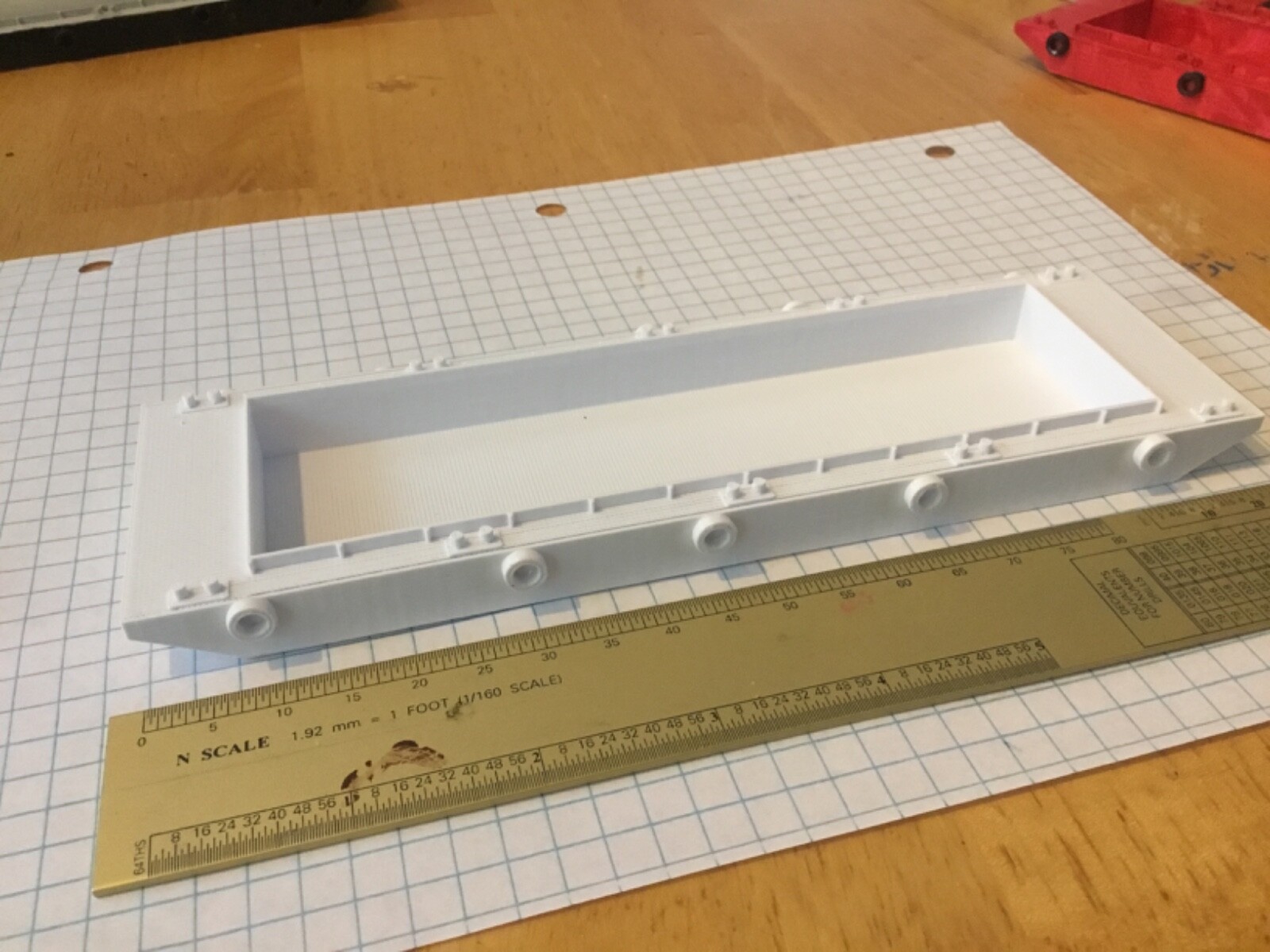 N scale OPEN TOP 100 FOOT  BARGE  3-D PRINT UNPAINTED