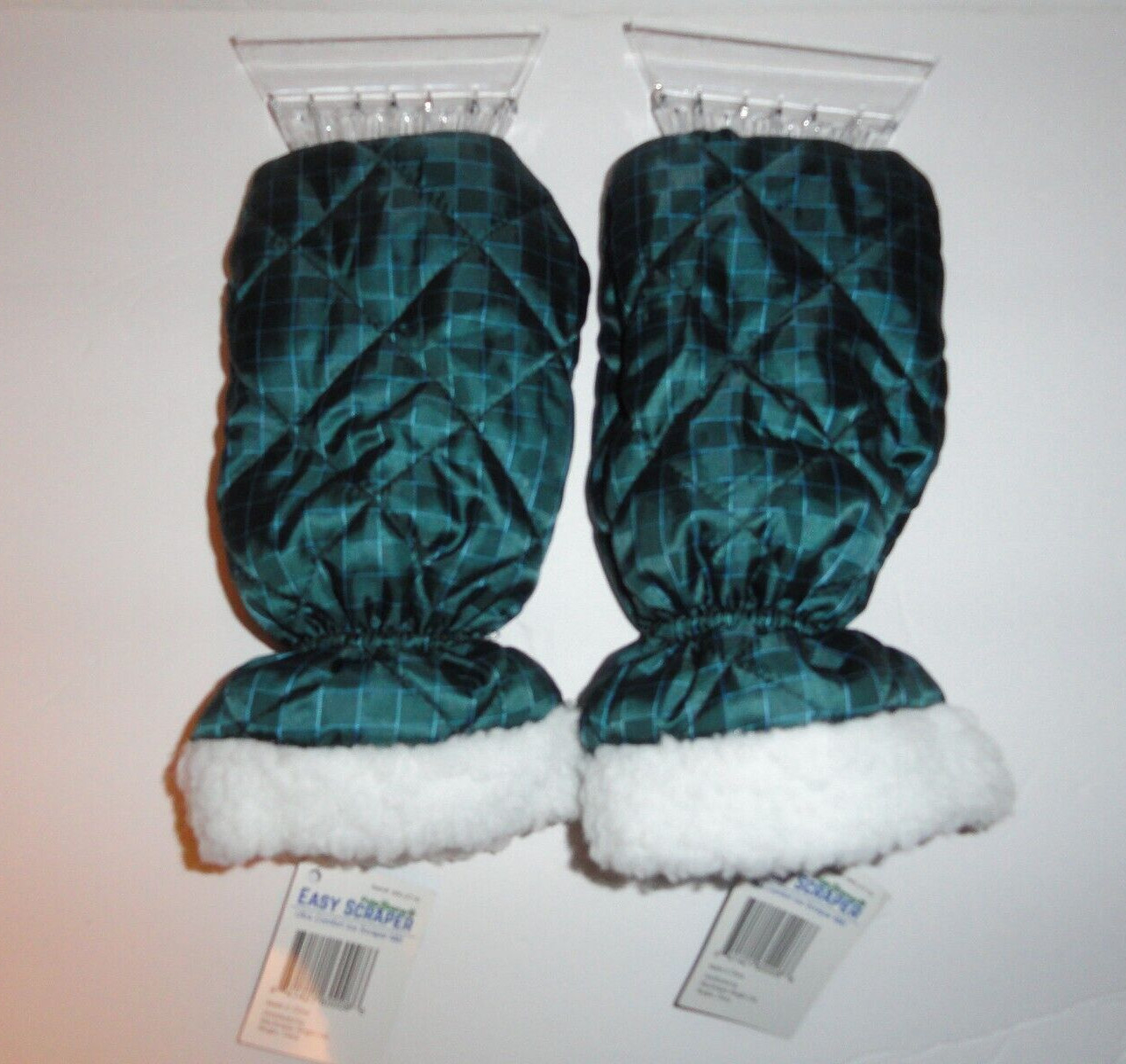 (2x) Blue Comfy Mitt Ice Scraper Fleece Lined Glove Car Windshield Snow Remover