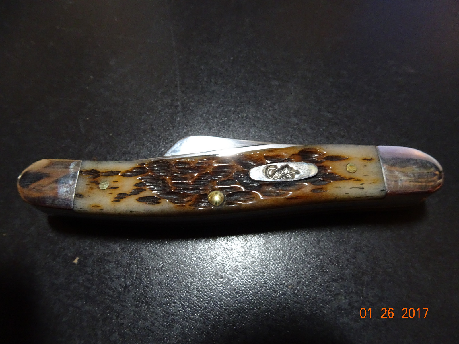 CASE XX POCKET KNIFE 3 5/8" MED. STOCKMAN AMBER BONE HANDLE CS BLADES CA-039