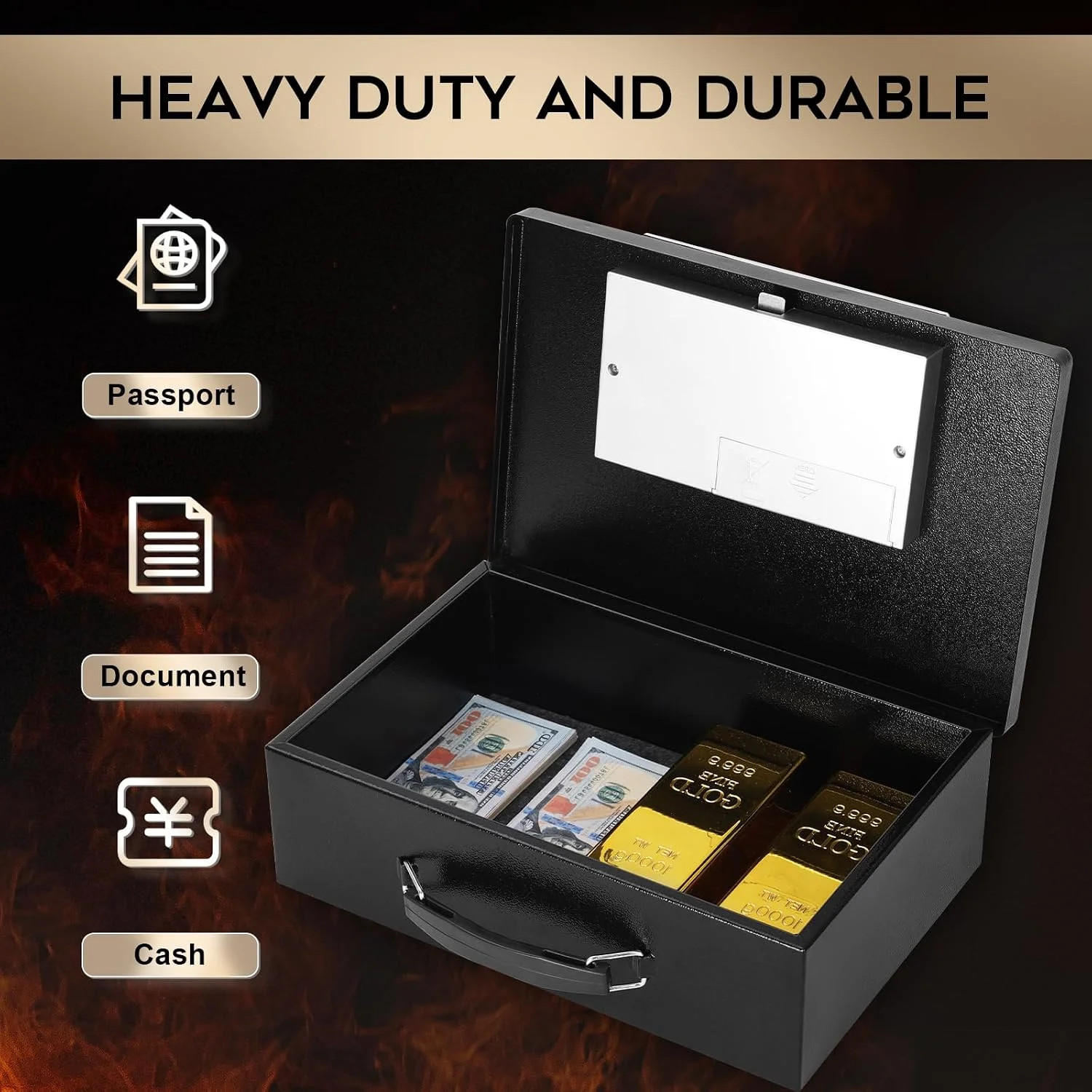Dalmbox Portable Metal Safe Box with Digital Code Lock,Fire Resistant Storage fo