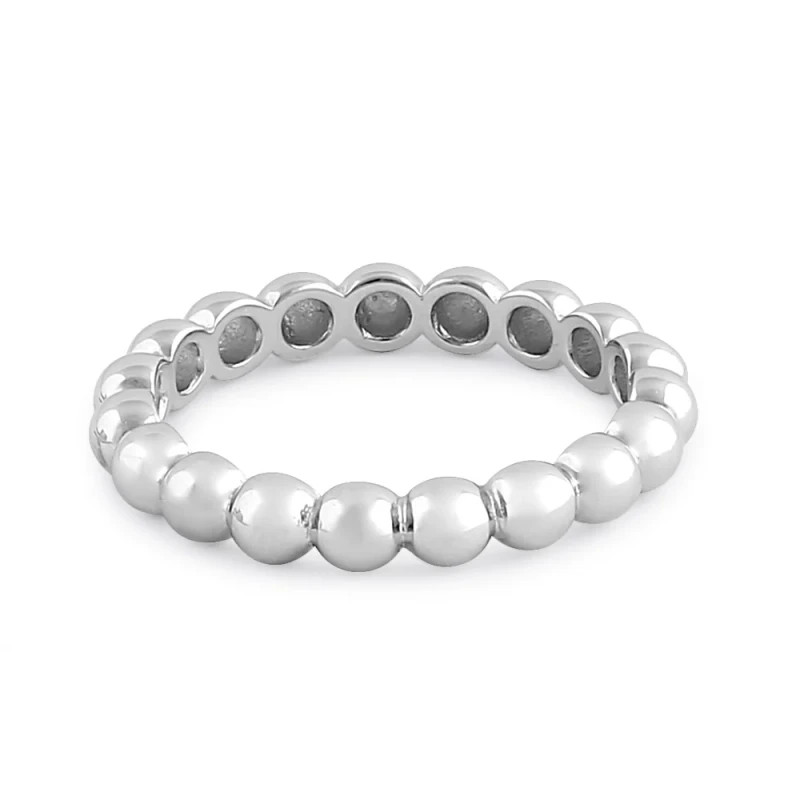 925 Sterling Silver Thick Stackable Bead Ring
