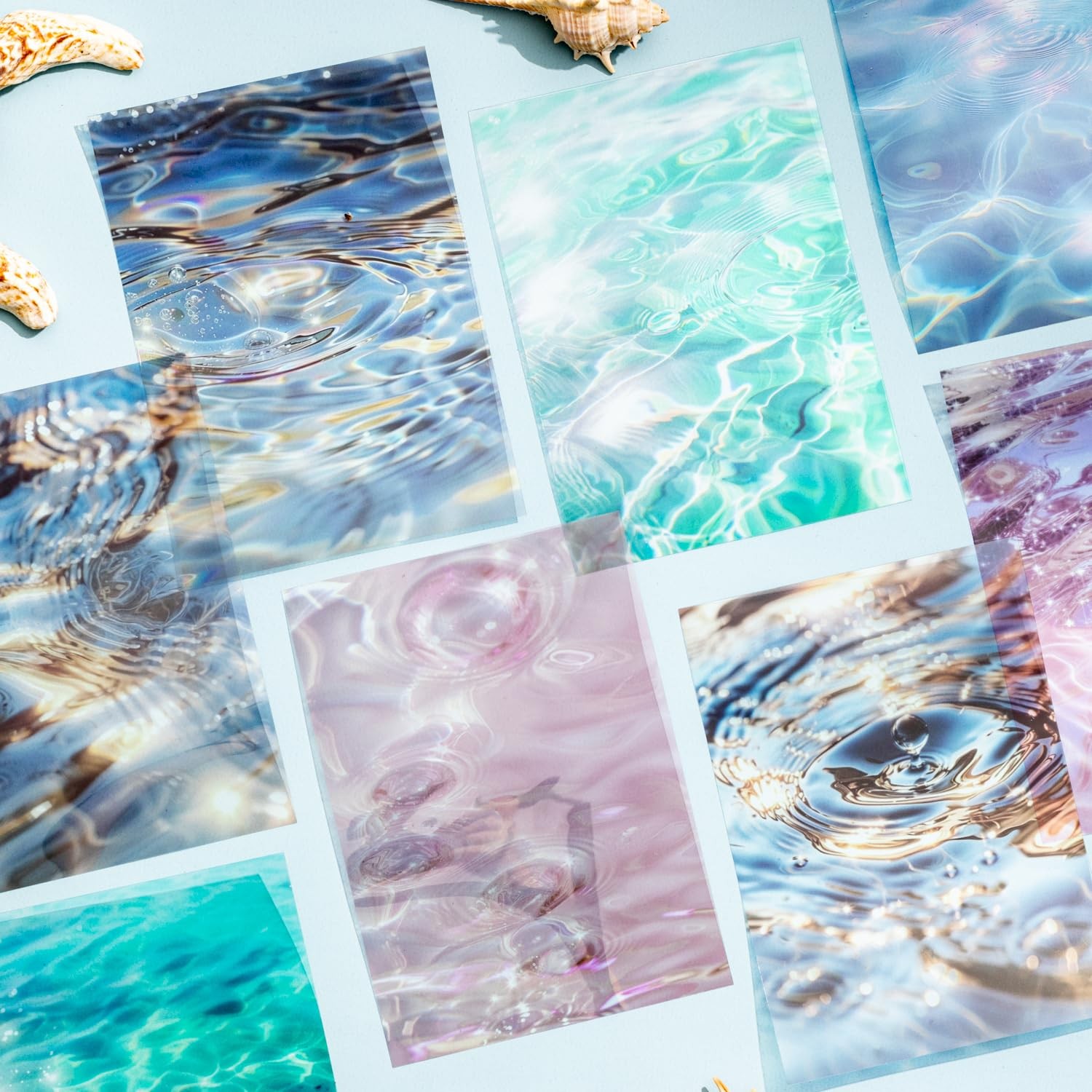 AuriicLeaf Wave PET Scrapbook Stickers Set, 60PCS Ocean Together