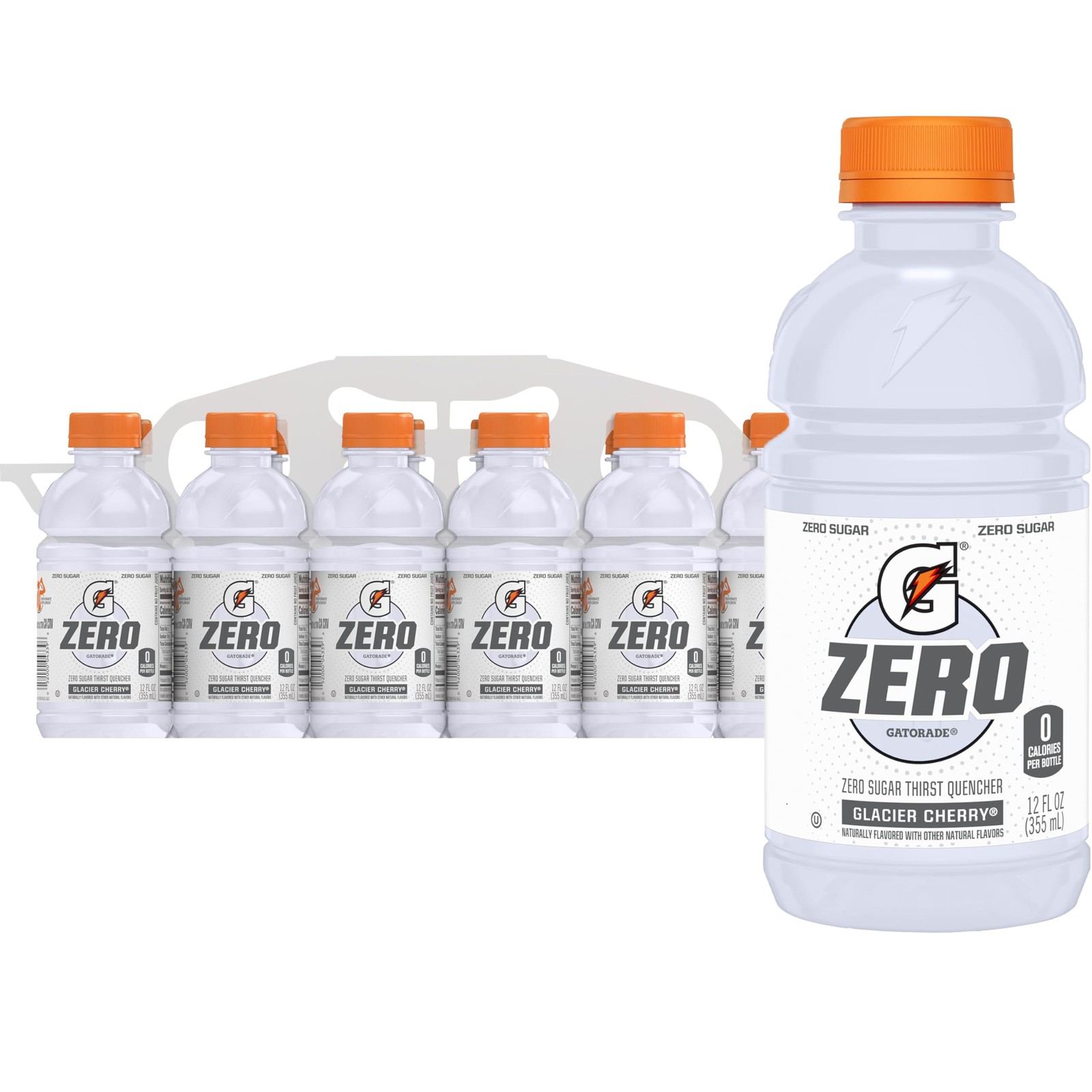 Gatorade G Zero Thirst Quencher, Glacier Cherry, 12 Fl Oz (Pack of 12), White