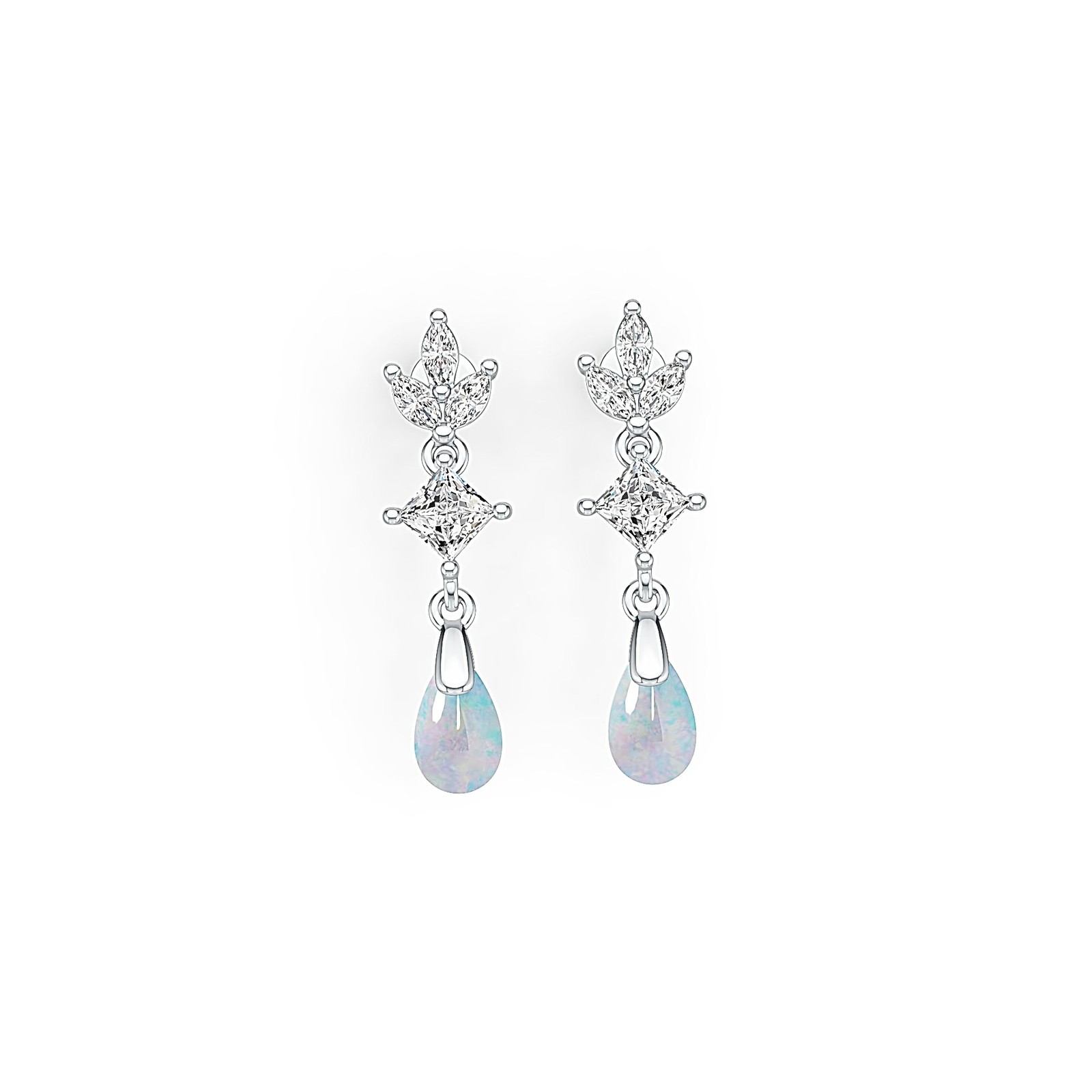 Sterling Silver Semi Mount Earrings Setting Pear PE 8X5mm SQ 4X4mm