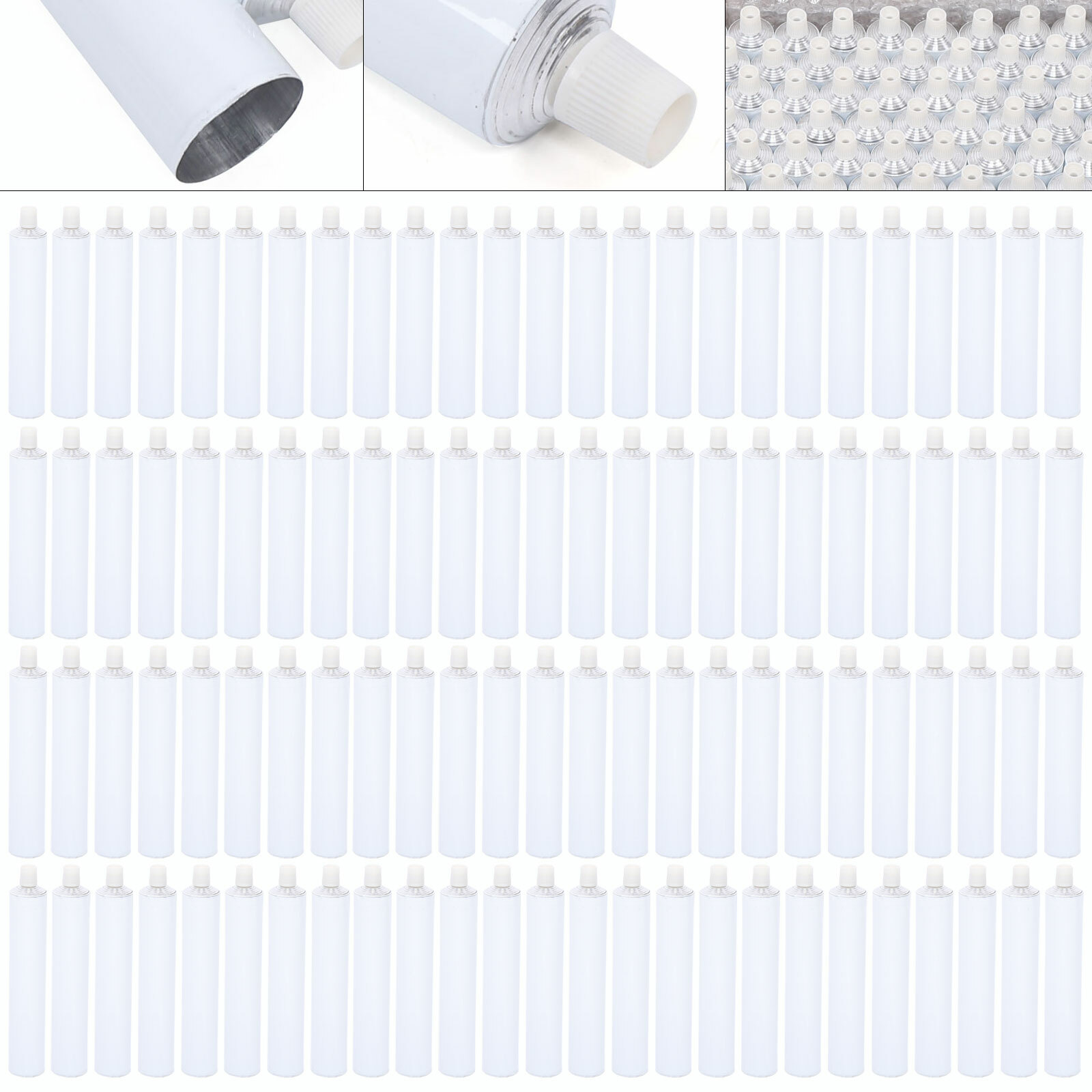 100pcs Aluminum Empty Toothpaste Tubes with Needle Cap Portable Reusable 100ml!
