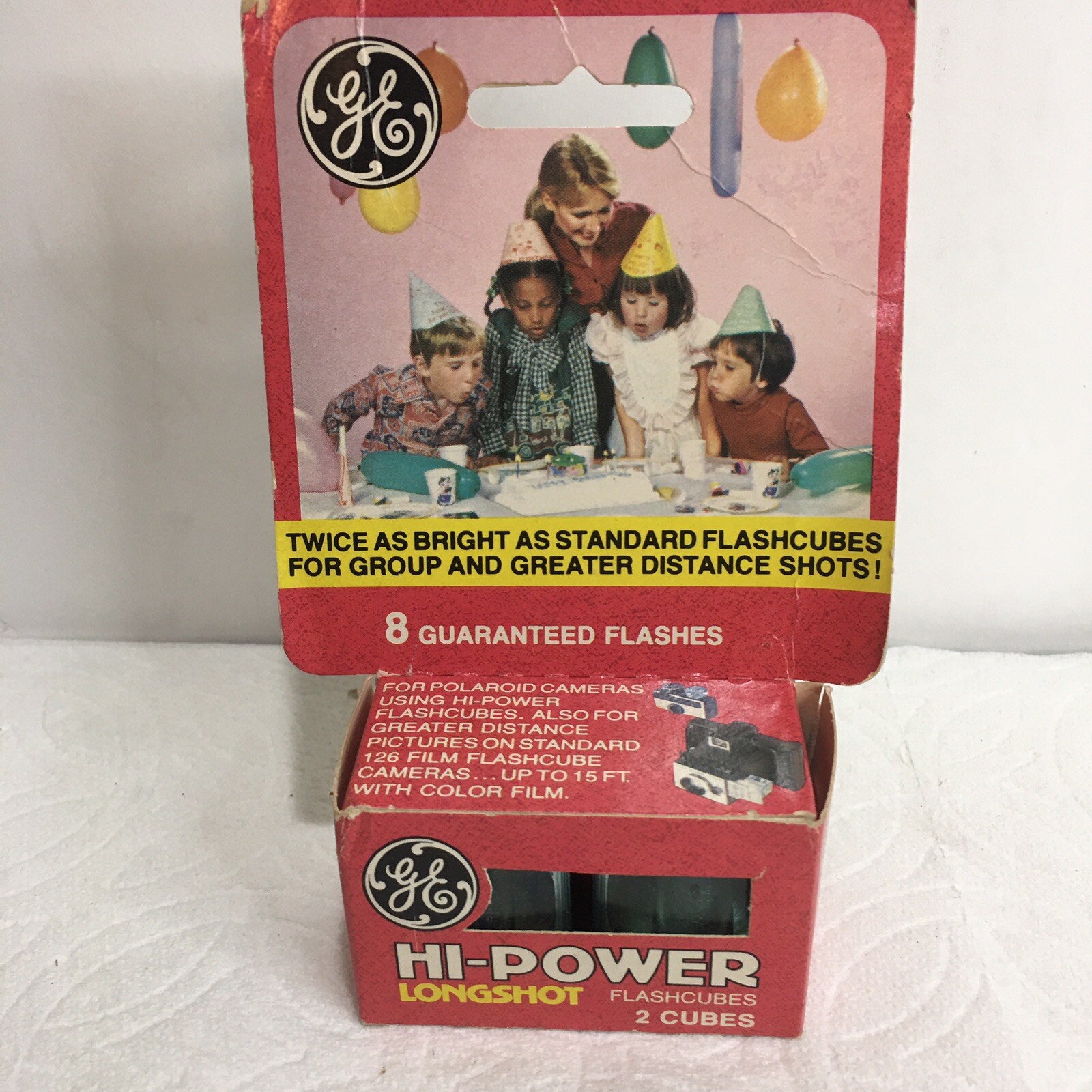 Vintage GE Hi-Power Longshot Flash Cubes Box of 2 Cubes-8 Flashes