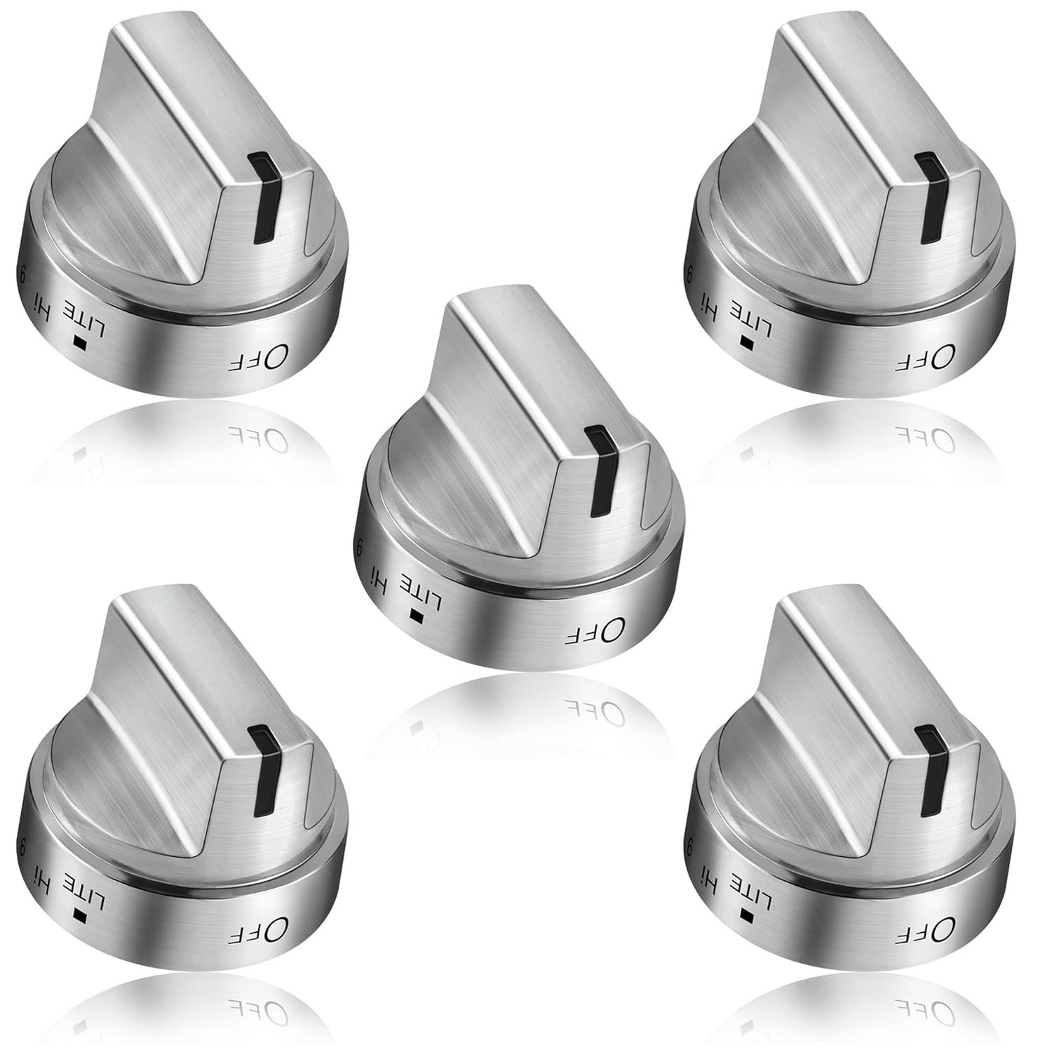 Stainless Steel Look Control Knob Replacement for GE Gas Range Stove WB03X2481
