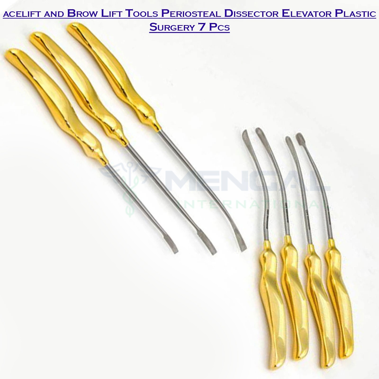 7Pcs Facelift & Browlift Periosteal Dissector Elevator Plastic Surgery German SS