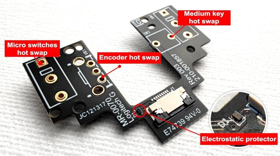 Logitech G Pro Wireless GPW Mouse Hot Swap Micro Switch PCB Kit ENI Color: GPW