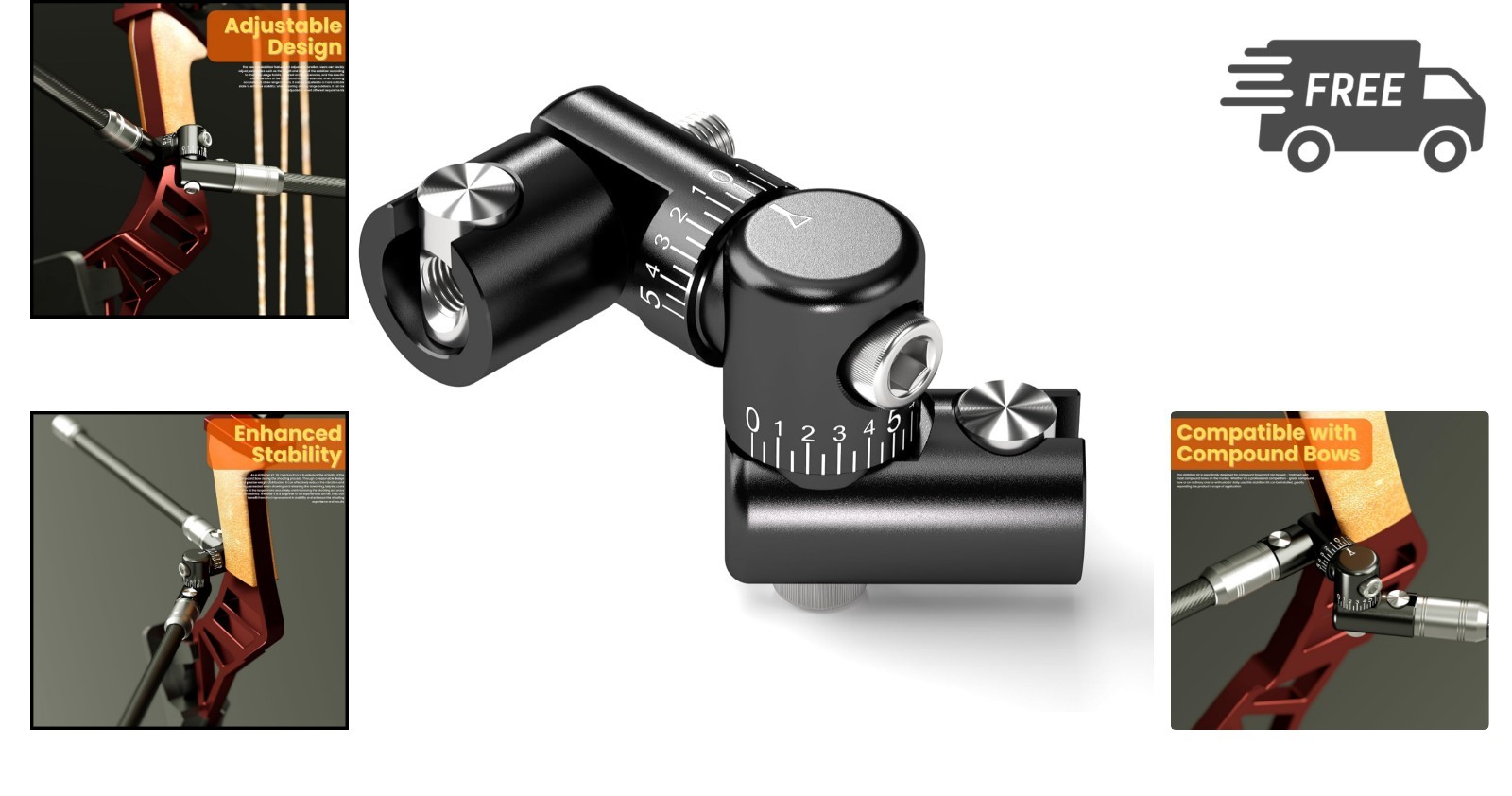 Bow Stabilizer Kit Adjustable Aluminum Bow V-bar Mount for Compound Bows