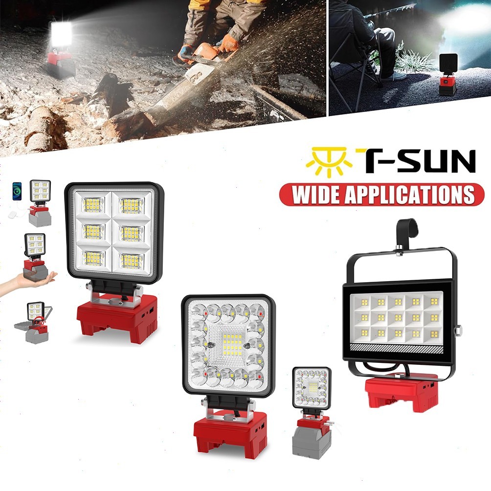 Cordless LED Work Light For Milwaukee M18 18V Battery USB Flashlight For Camping