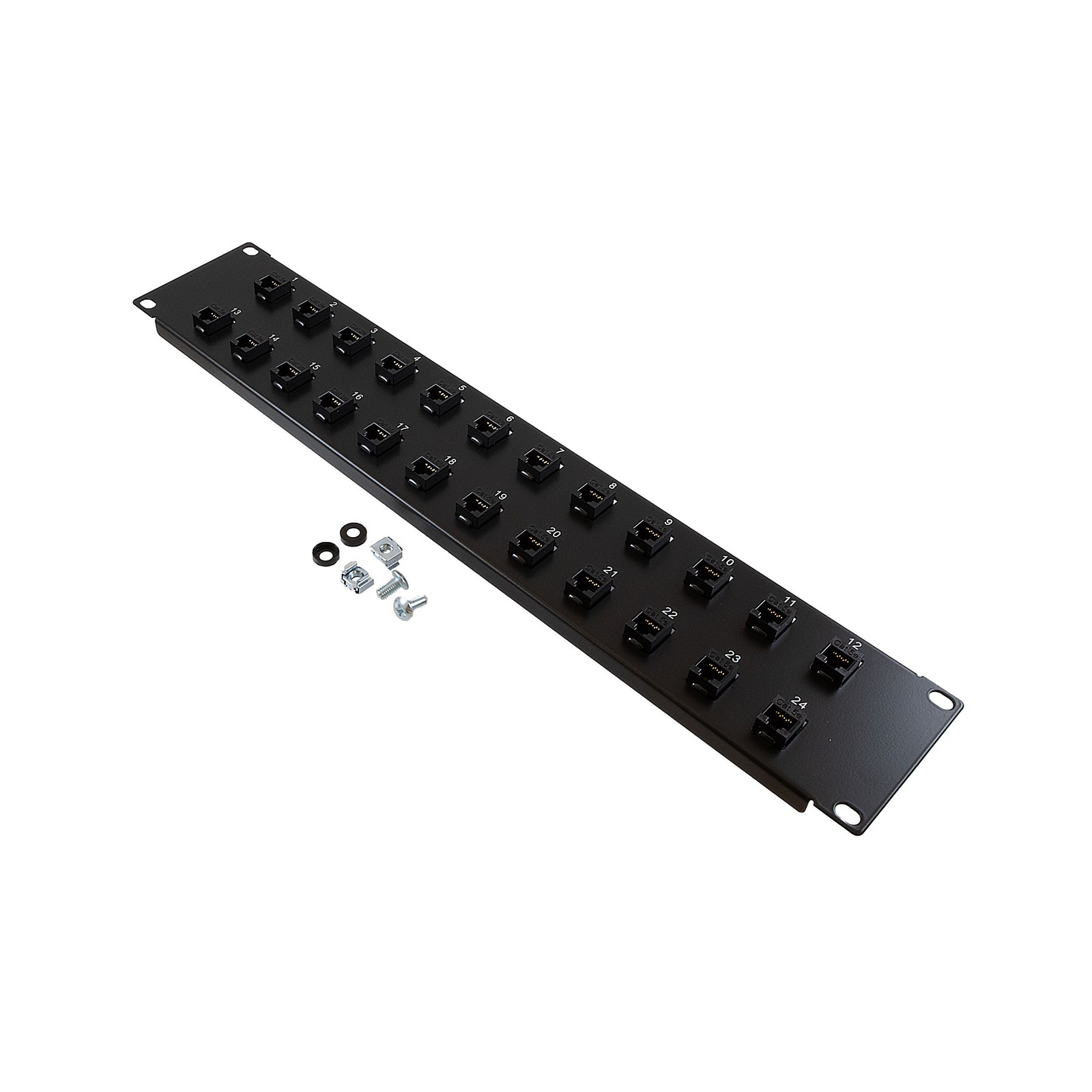 NavePoint 2U (3.5") 19 Inch Panel with 24 Cat5e Couplers