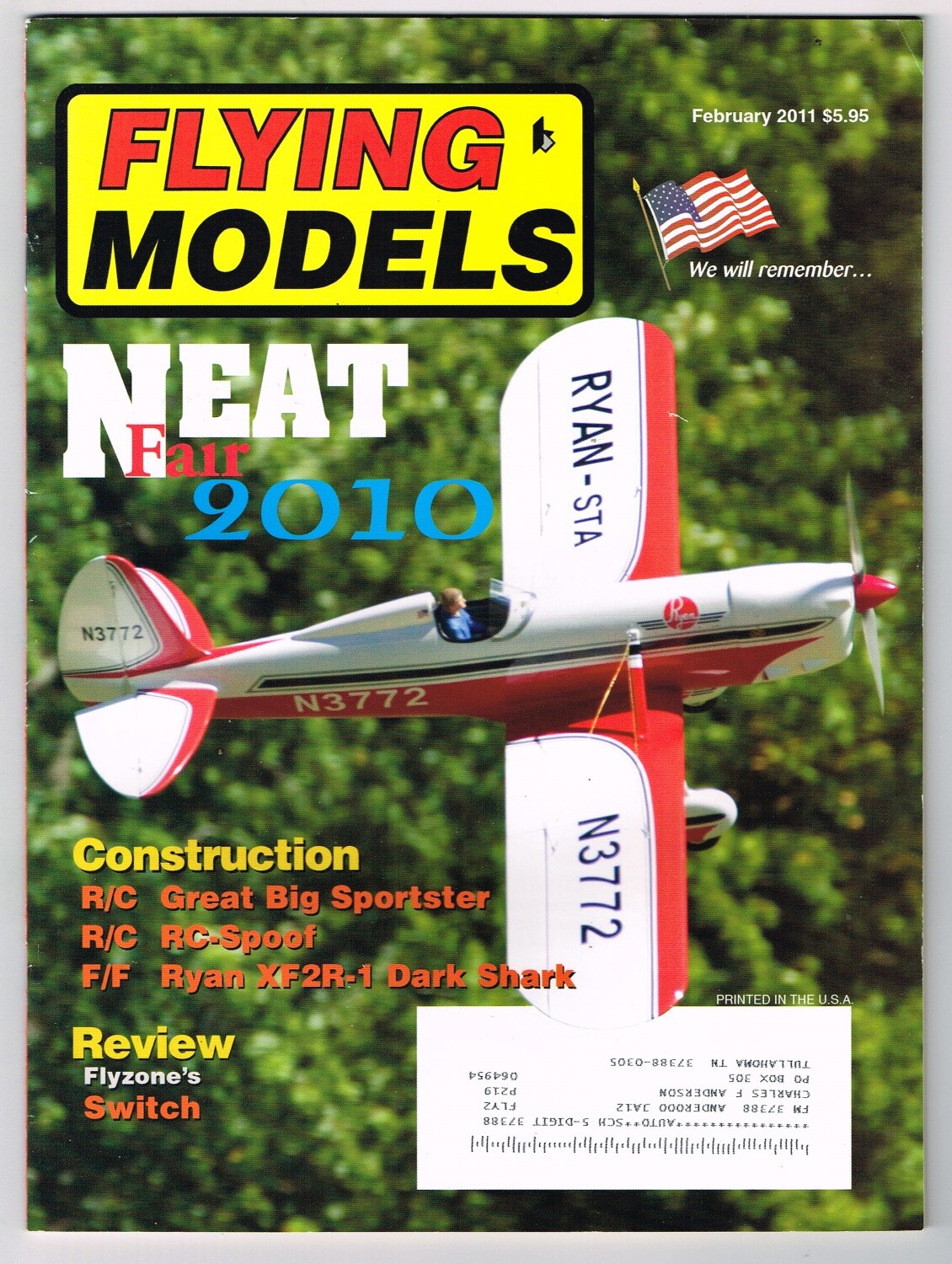 FLYING MODELS Magazine February 2011 Ryan Dark Shark No-Cal F/F