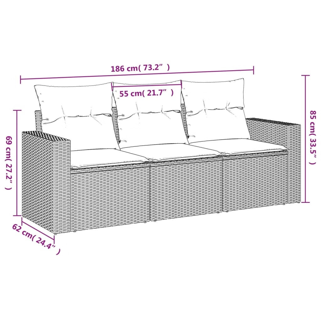 Garden Sofa Set Black, Blue